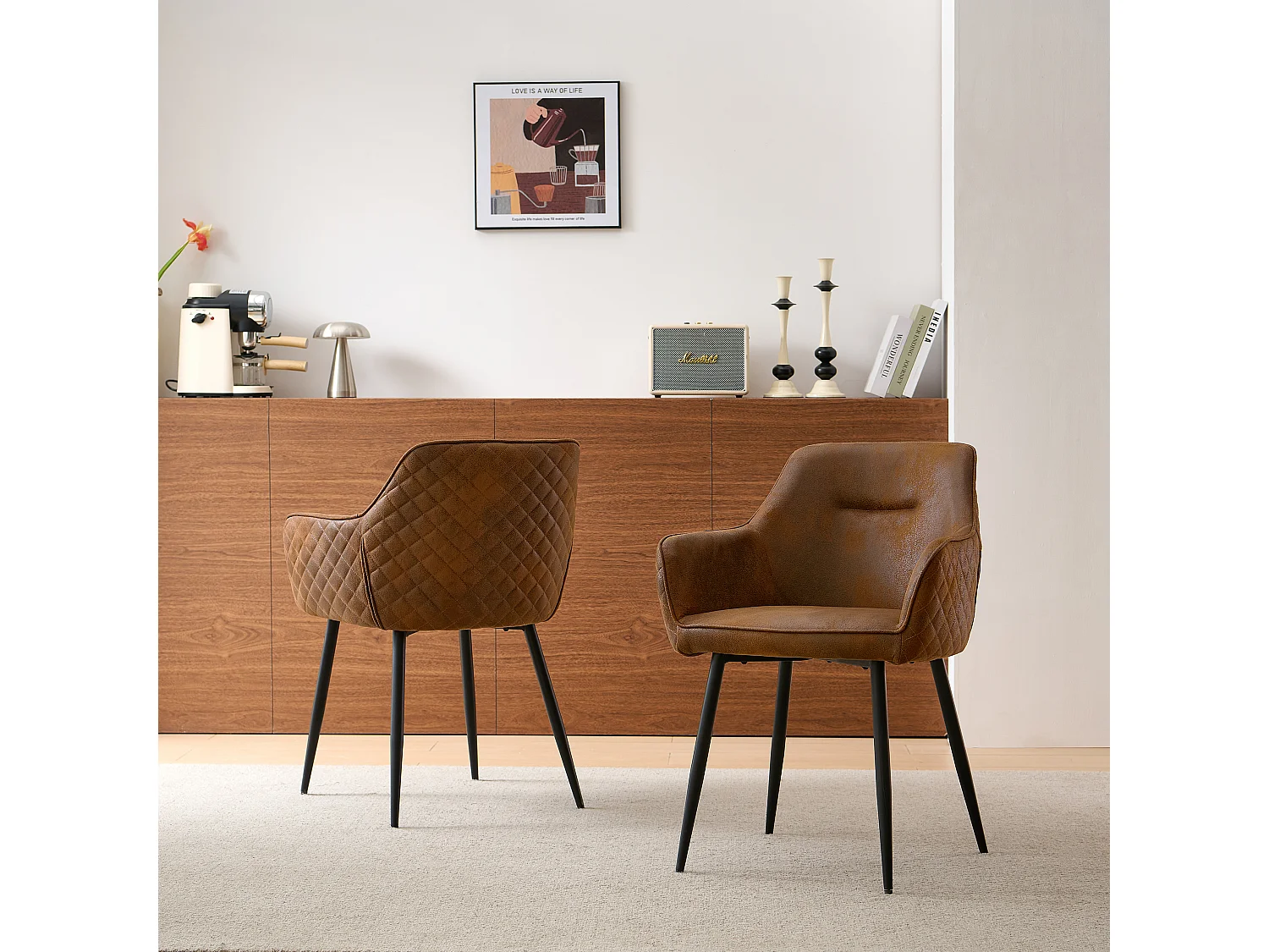 SONARA Dining Chair Faux Leather Modern Style for Dining Room Set of 2