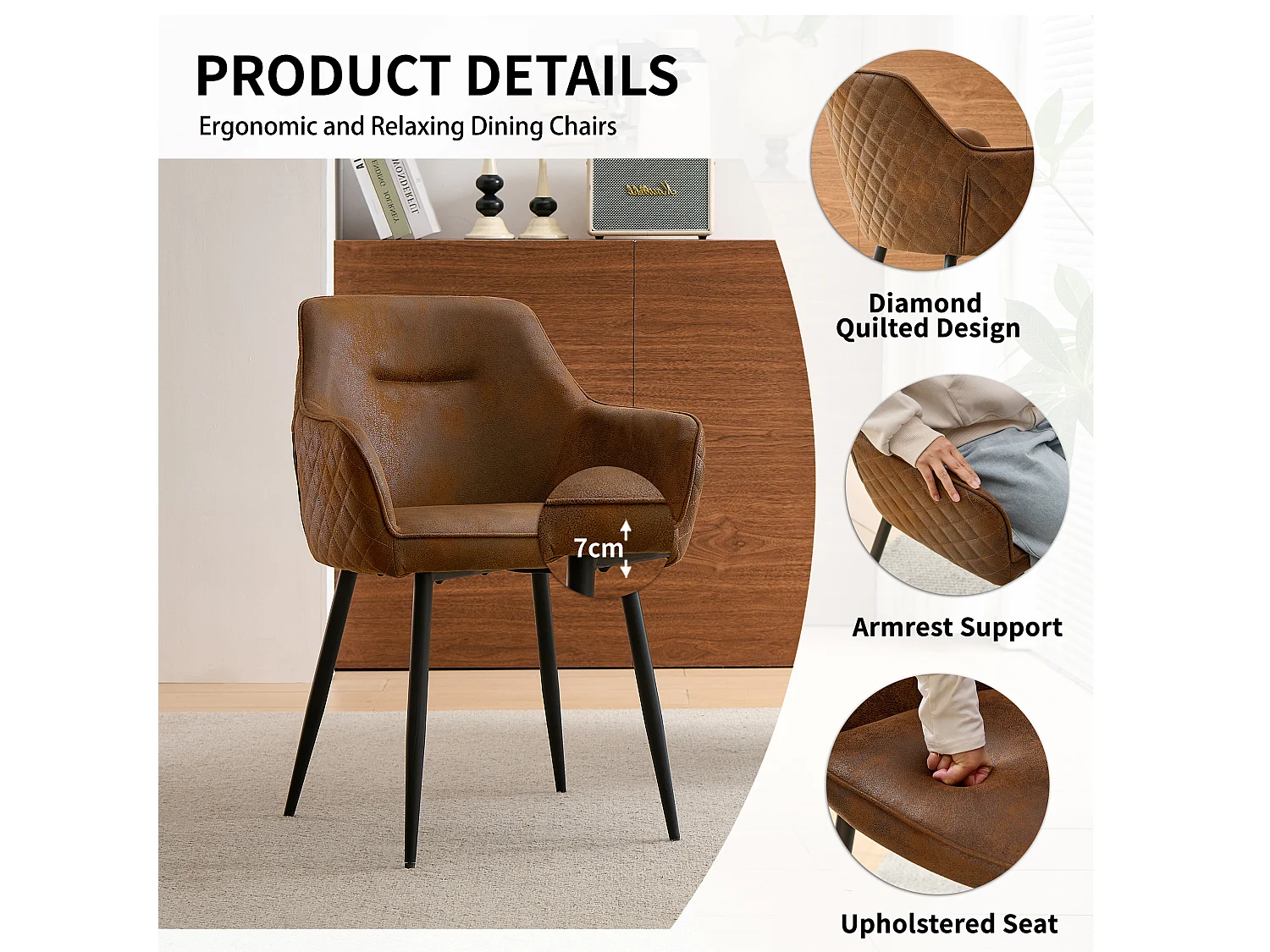 SONARA Dining Chair Faux Leather Modern Style for Dining Room Set of 2