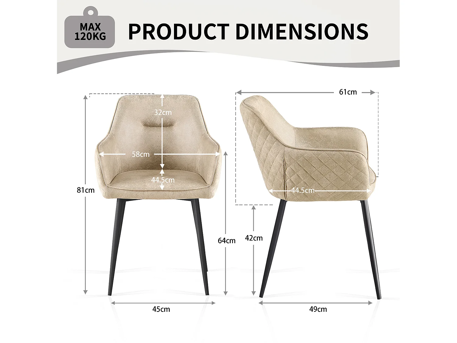 SONARA Dining Chair Faux Leather Modern Style for Dining Room Set of 2