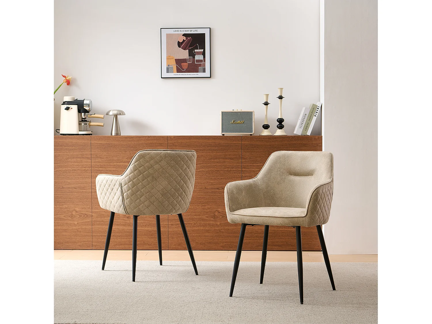 SONARA Dining Chair Faux Leather Modern Style for Dining Room Set of 2