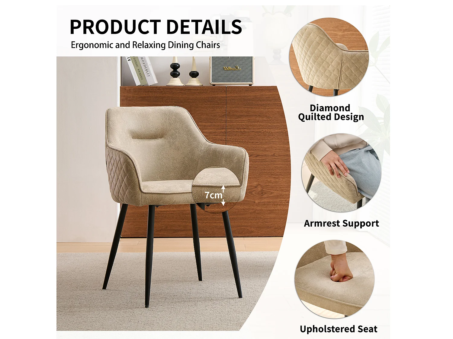 SONARA Dining Chair Faux Leather Modern Style for Dining Room Set of 2