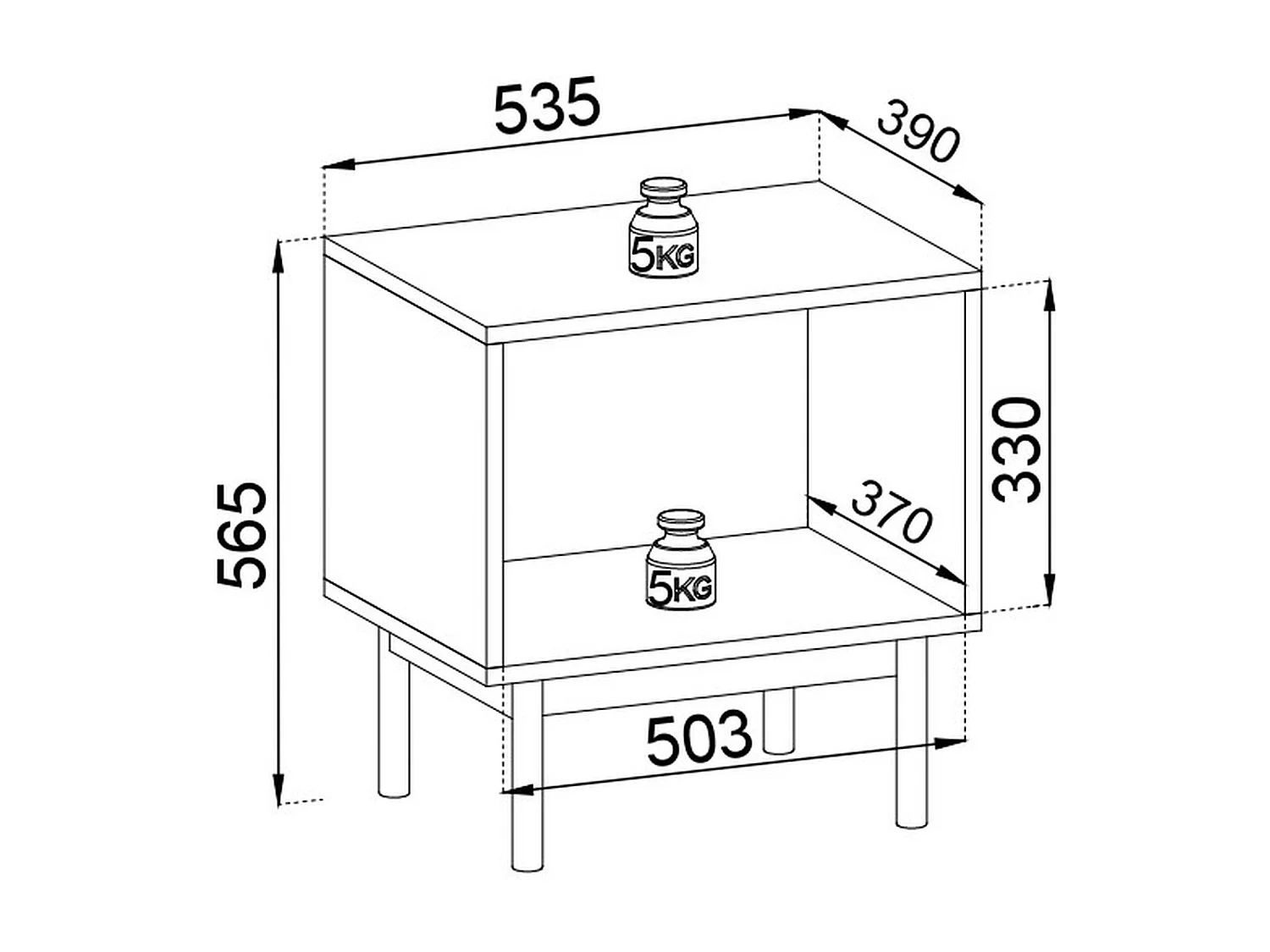 Table de chevet 55 cm Lunaris avec tiroir pour chambre, sur pieds - cachemire