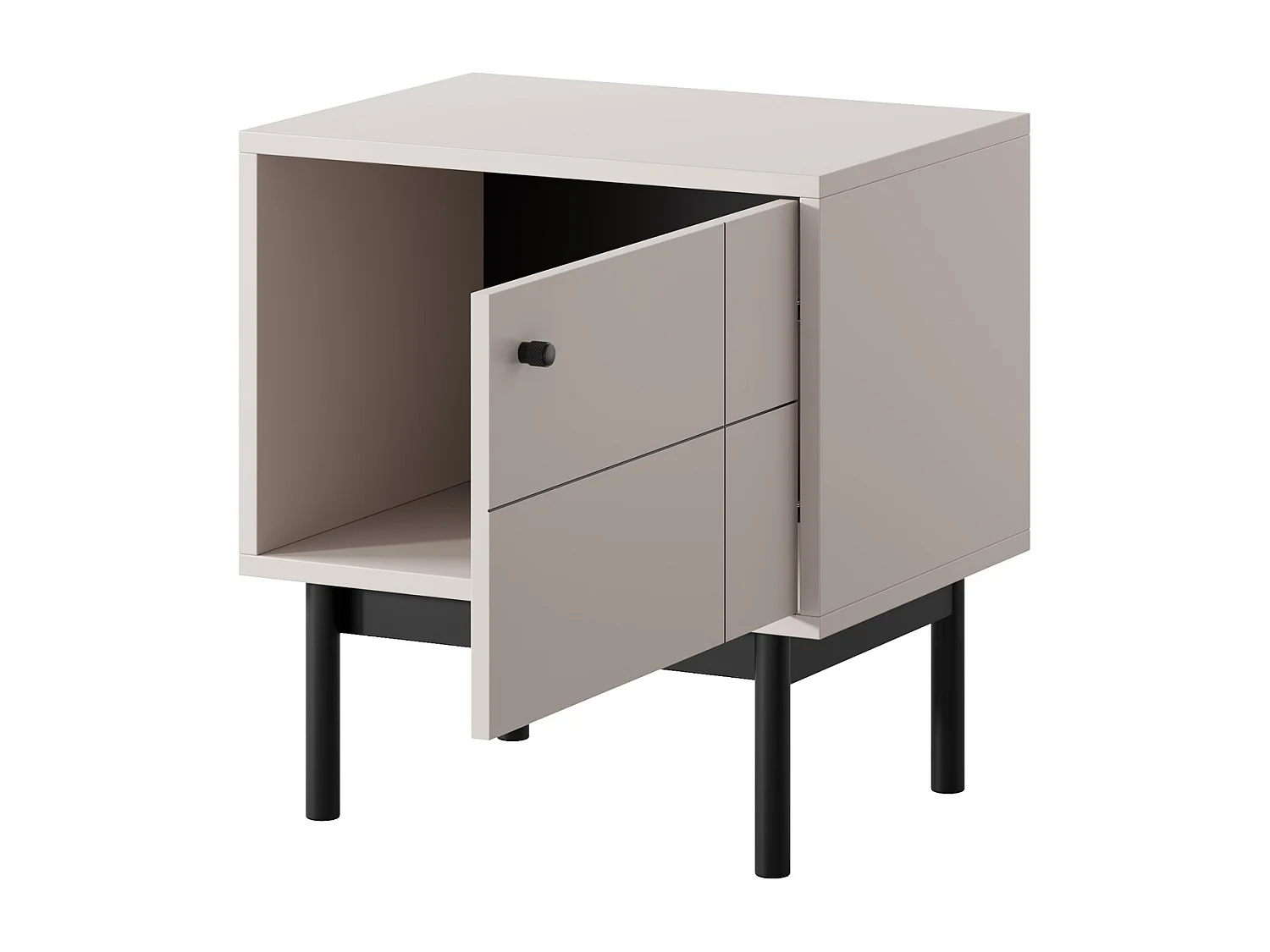 Table de chevet 55 cm Lunaris avec tiroir pour chambre, sur pieds - cachemire