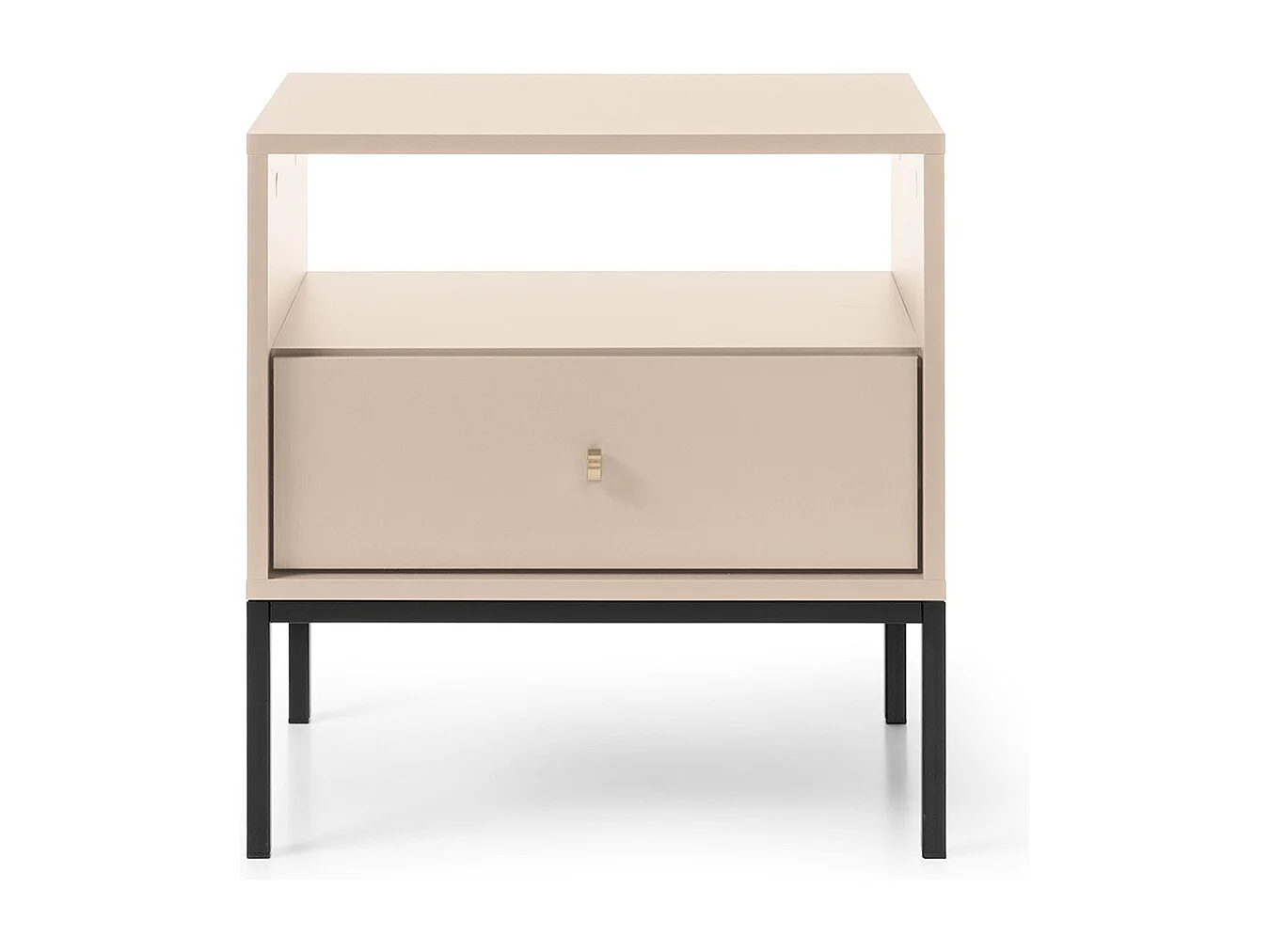 Table de chevet avec tiroir Monti sur pieds - table de nuit 50 cm, beige + noir
