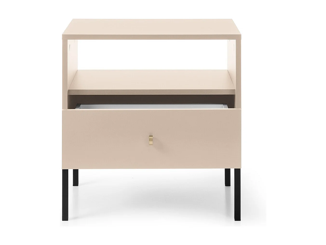Table de chevet avec tiroir Monti sur pieds - table de nuit 50 cm, beige + noir