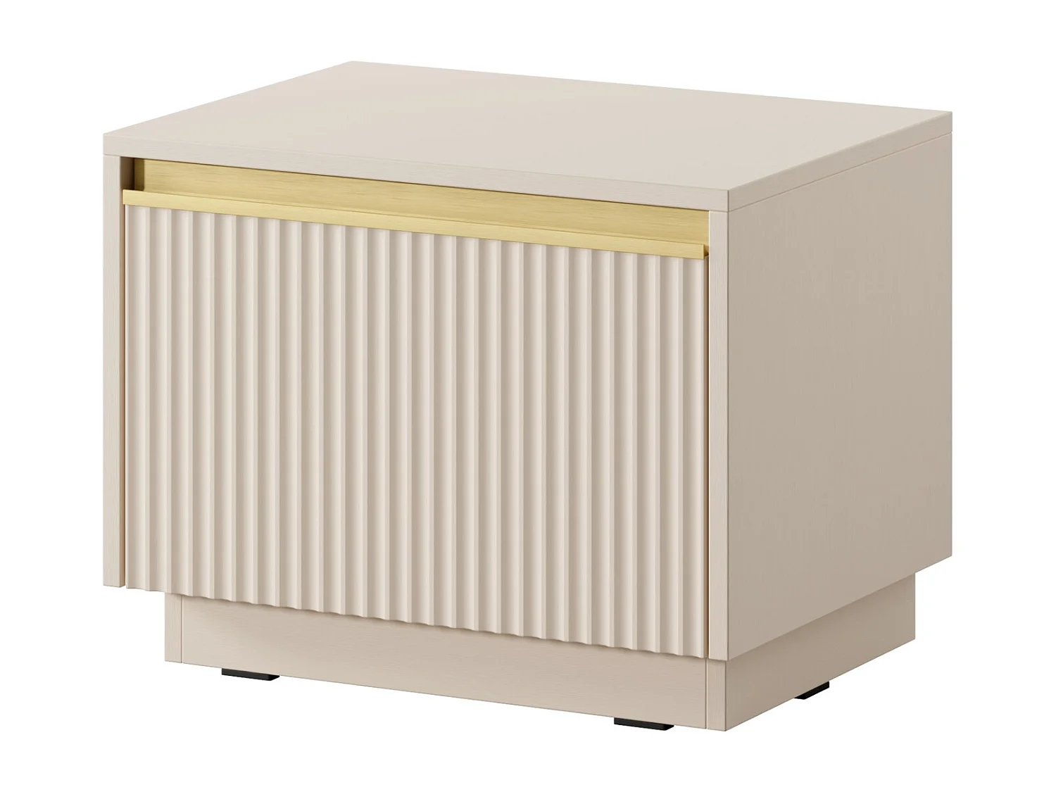Nachtkastje 50 cm Baron, geribbelde fronten, lade, bijzettafel voor de slaapkamer - beige