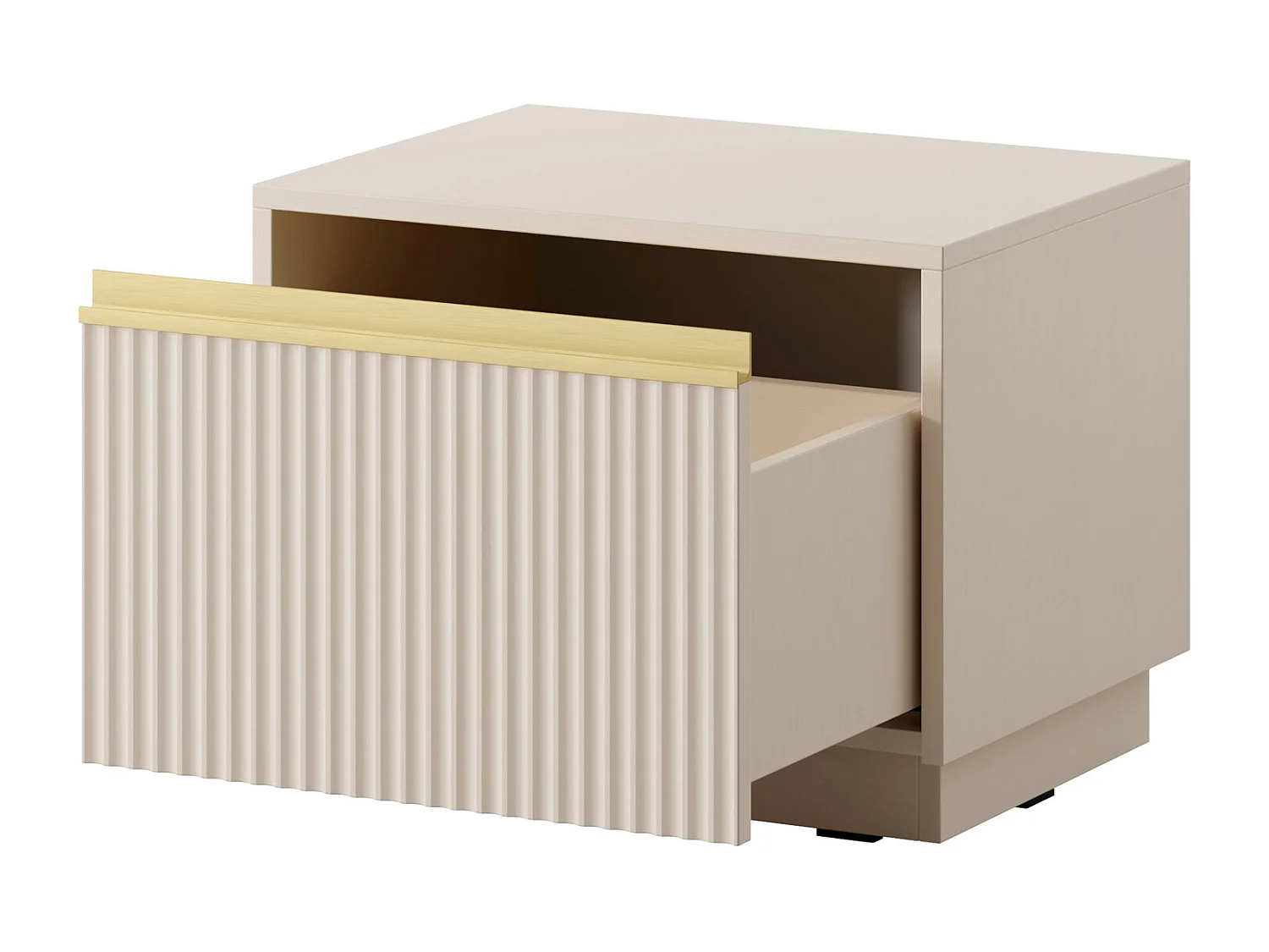 Nachtkastje 50 cm Baron, geribbelde fronten, lade, bijzettafel voor de slaapkamer - beige