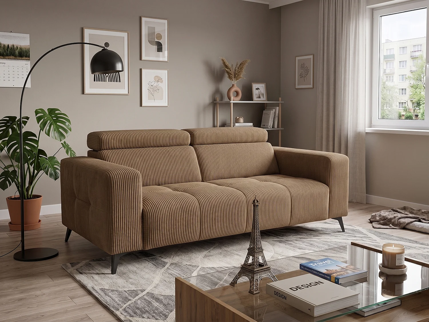Elektrisches Relaxsofa Nicolette mit USB-Anschluss und Verstellbaren Kopfstützen – Modernes Premium Sofa