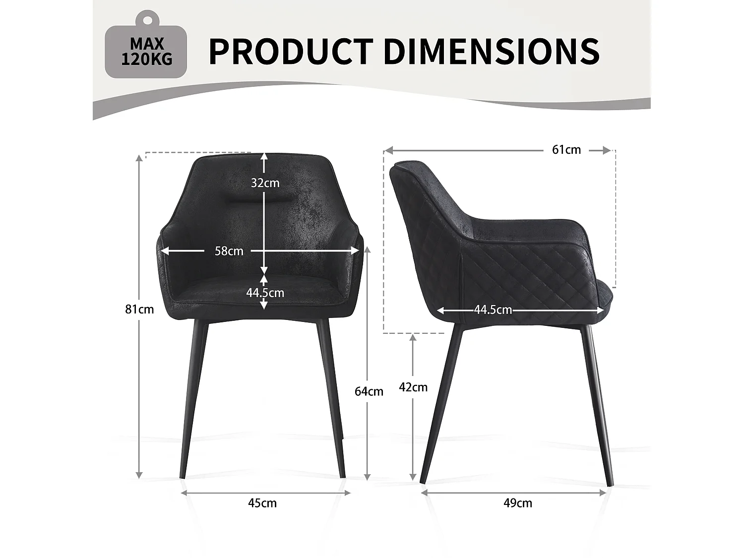 SONARA Dining Chair Faux Leather Modern Style for Dining Room Set of 2