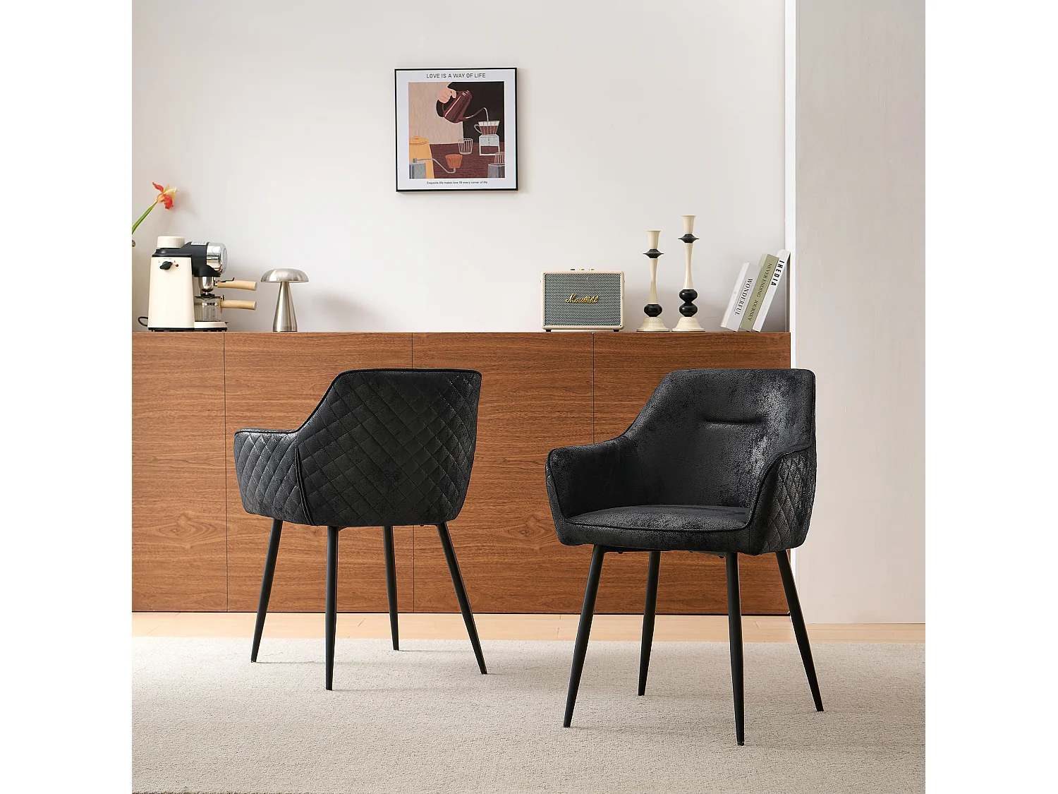 SONARA Dining Chair Faux Leather Modern Style for Dining Room Set of 2