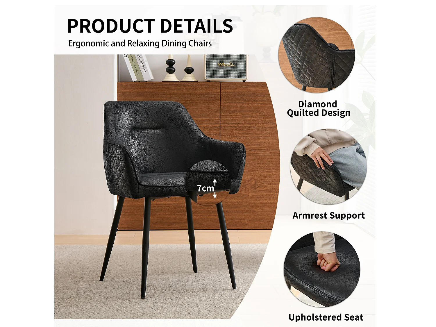 SONARA Dining Chair Faux Leather Modern Style for Dining Room Set of 2