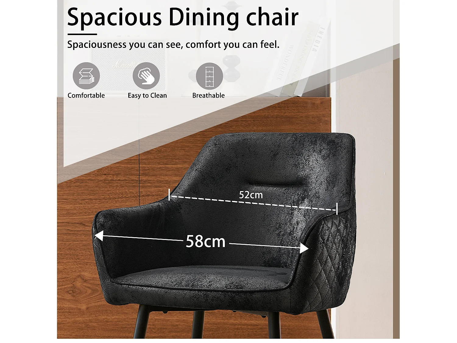 SONARA Dining Chair Faux Leather Modern Style for Dining Room Set of 2