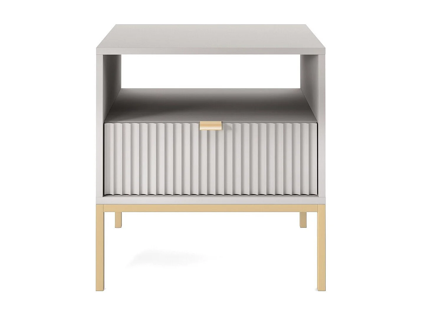 Nachtkastje 50 cm Galla - nachtkastje met lade, grijs + goud