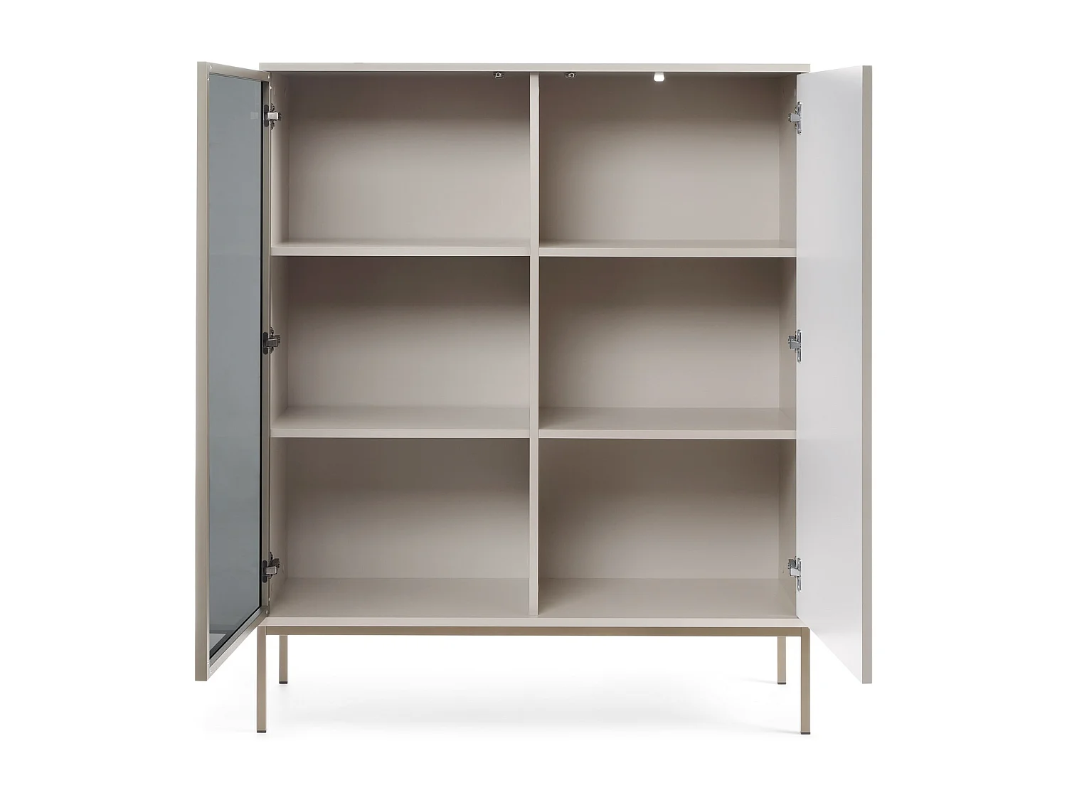 Vitrine en verre loft avec éclairage LED Haller - Commode 100 cm, 2 Portes, Loft, Industriel, Cachemire