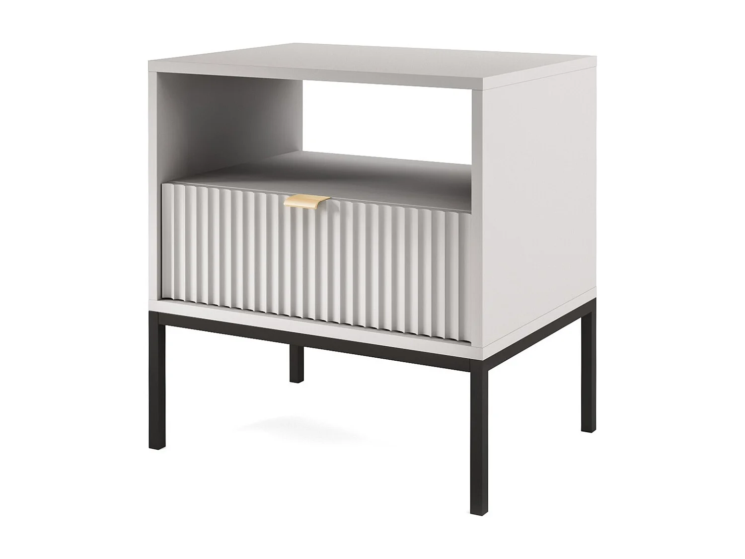 Table de chevet 50 cm Galla - table de nuit avec tiroir, Gris + Noir