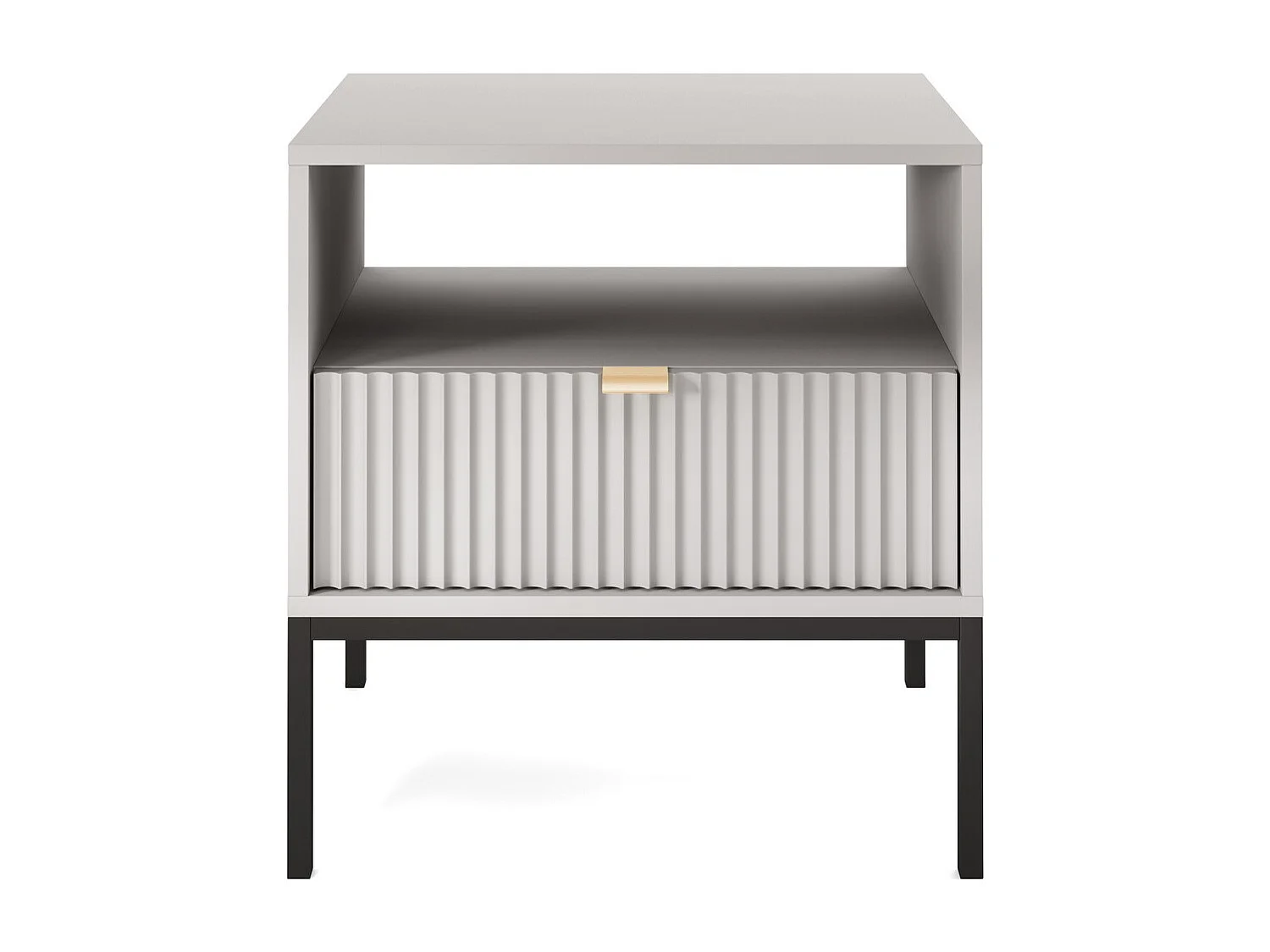 Table de chevet 50 cm Galla - table de nuit avec tiroir, Gris + Noir