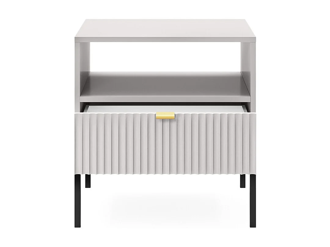 Table de chevet 50 cm Galla - table de nuit avec tiroir, Gris + Noir