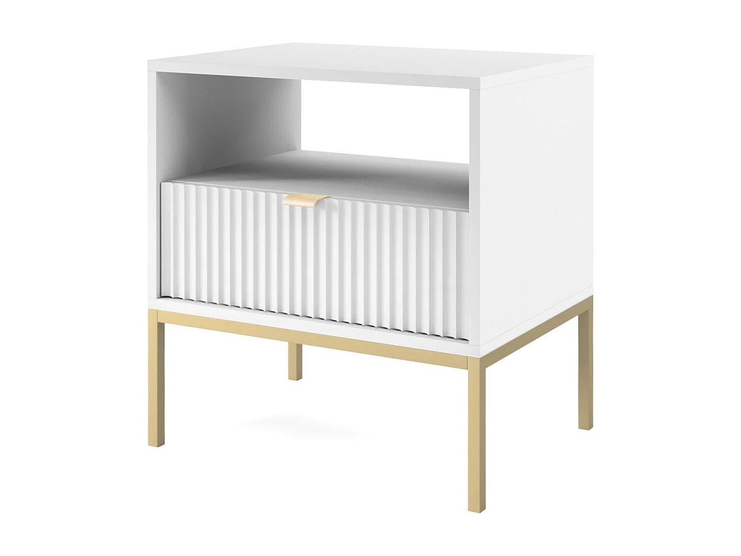 Nachtkastje 50 cm Galla - nachtkastje met lade, wit + goud
