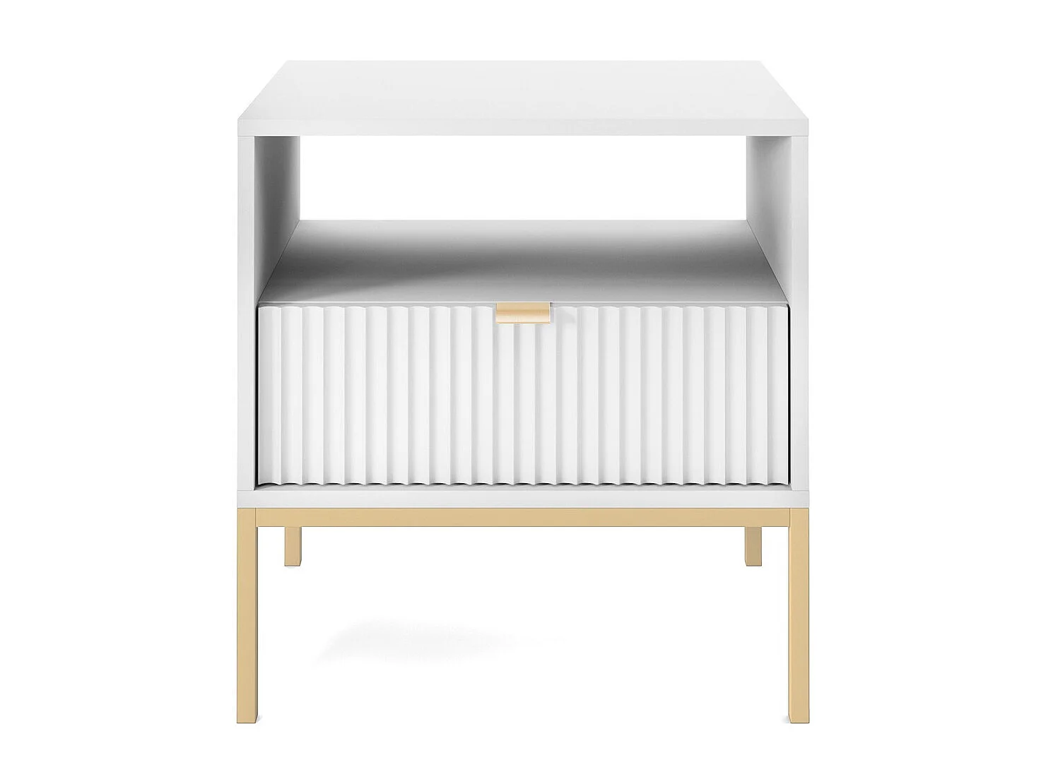 Nachtkastje 50 cm Galla - nachtkastje met lade, wit + goud