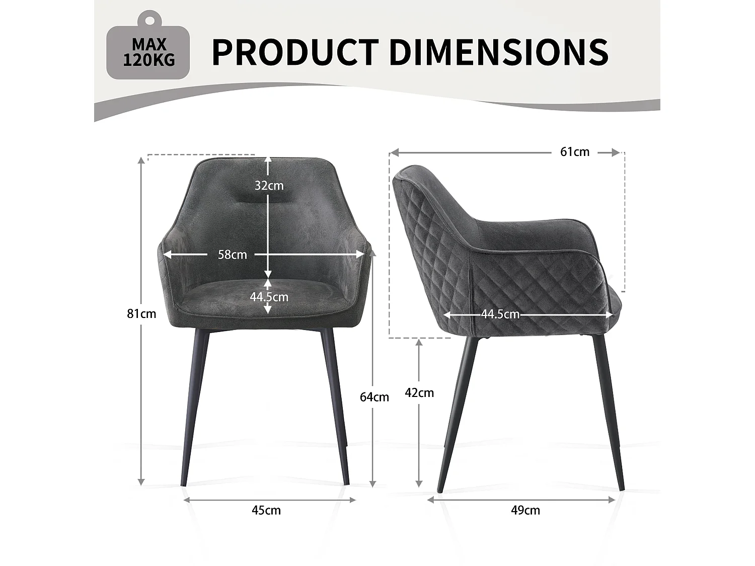 SONARA Dining Chair Faux Leather Modern Style for Dining Room Set of 2