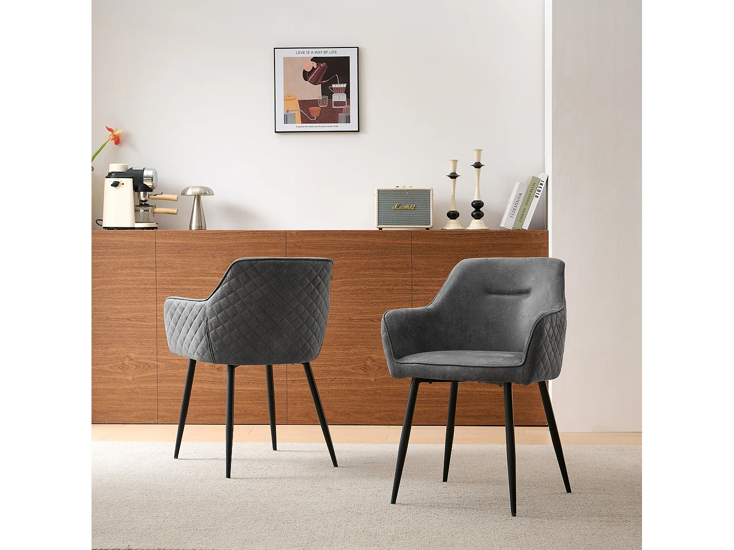 SONARA Dining Chair Faux Leather Modern Style for Dining Room Set of 2