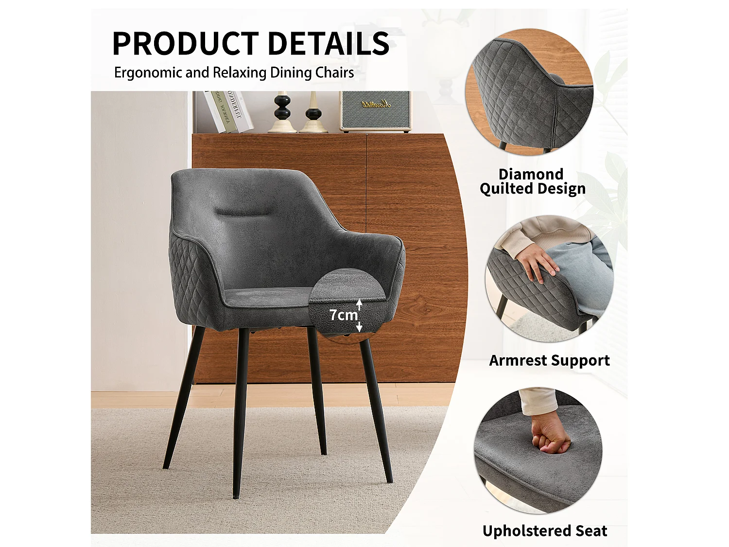 SONARA Dining Chair Faux Leather Modern Style for Dining Room Set of 2