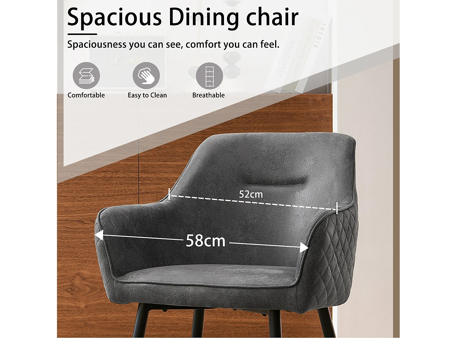 SONARA Dining Chair Faux Leather Modern Style for Dining Room Set of 2