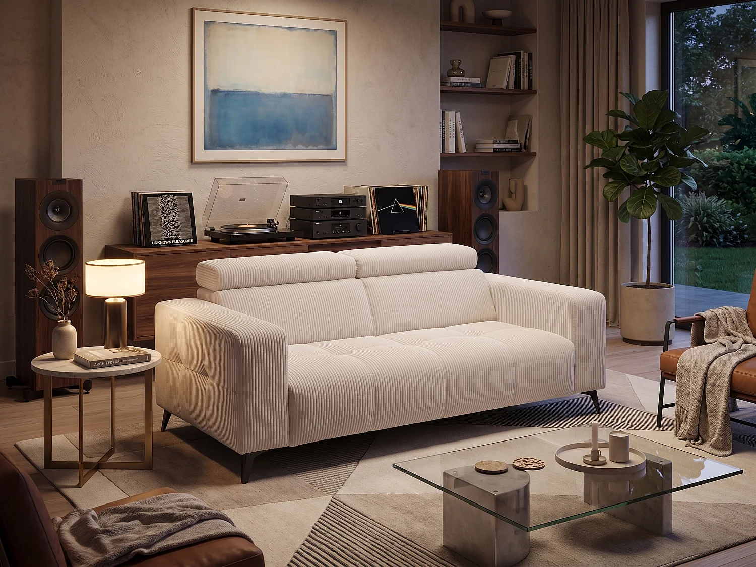 Elektrisches Relaxsofa Nicolette mit USB-Anschluss und Verstellbaren Kopfstützen – Modernes Premium Sofa
