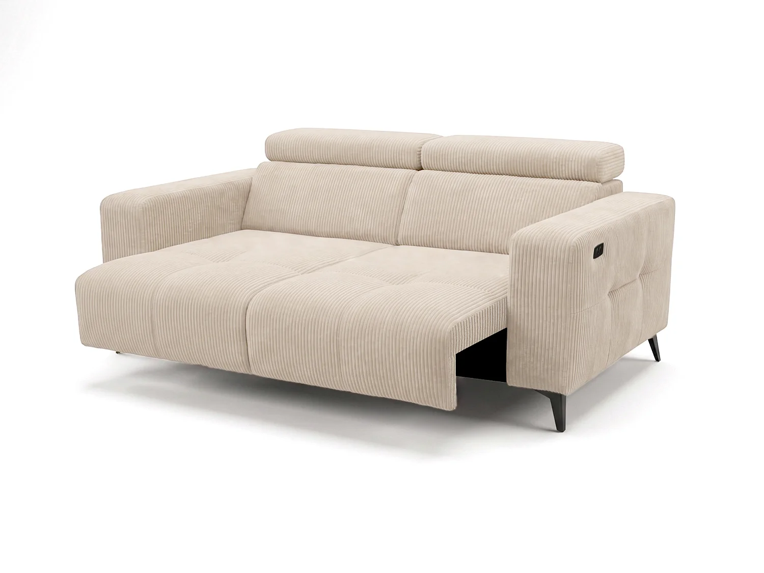 Elektrisches Relaxsofa Nicolette mit USB-Anschluss und Verstellbaren Kopfstützen – Modernes Premium Sofa