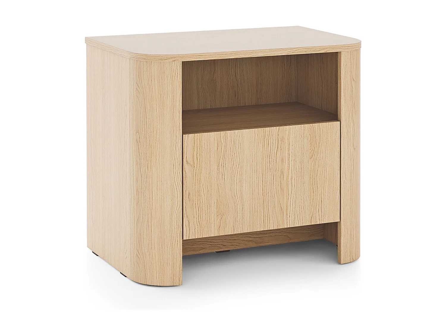 Nachtkastje met lade 60 cm Mezzano, nachtkastje voor de slaapkamer - Vicenza eiken