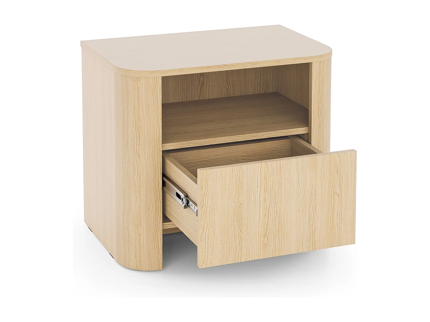 Nachtkastje met lade 60 cm Mezzano, nachtkastje voor de slaapkamer - Vicenza eiken
