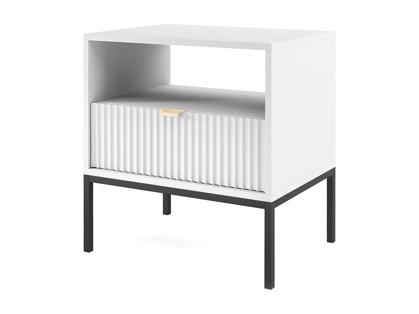 Table de chevet 50 cm Galla - table de nuit avec tiroir, Blanc + Noir