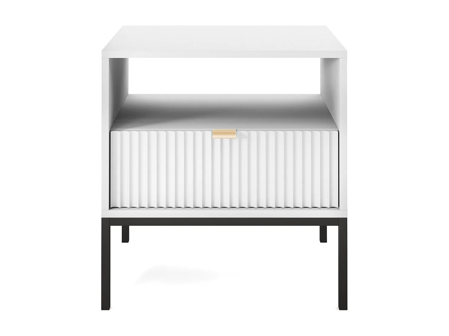 Table de chevet 50 cm Galla - table de nuit avec tiroir, Blanc + Noir