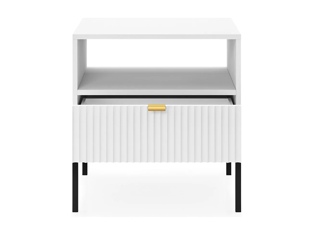 Table de chevet 50 cm Galla - table de nuit avec tiroir, Blanc + Noir