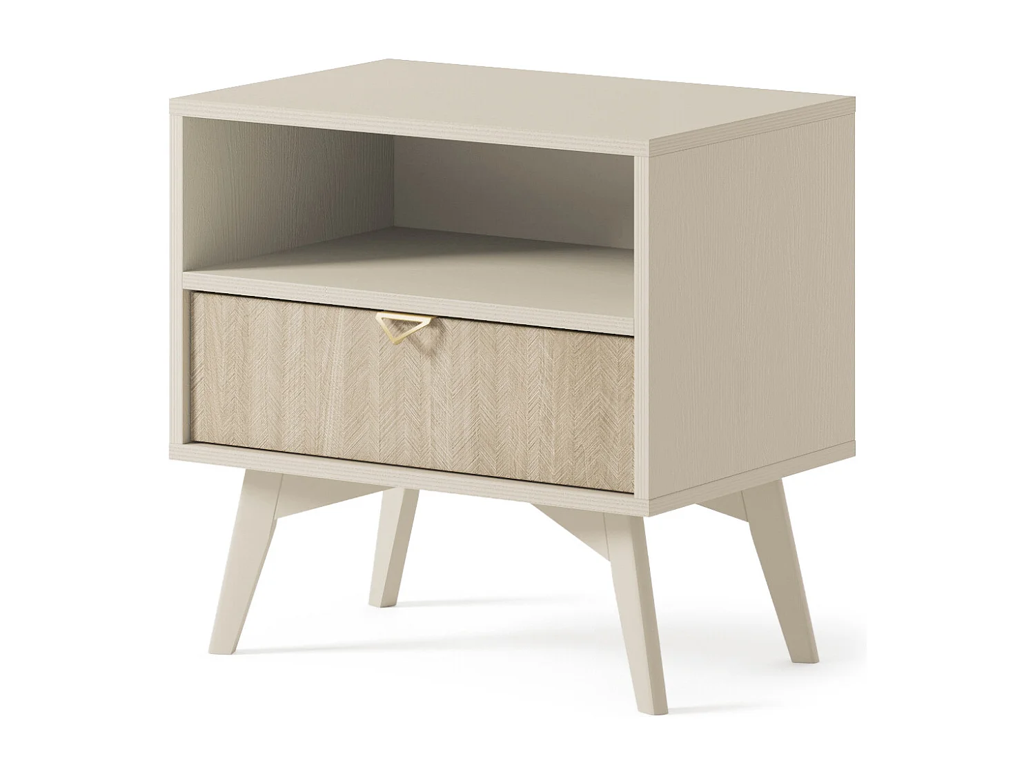 Bijzettafel 50 cm Wood - Nachtkastje op poten, modern-stijl, Beige
