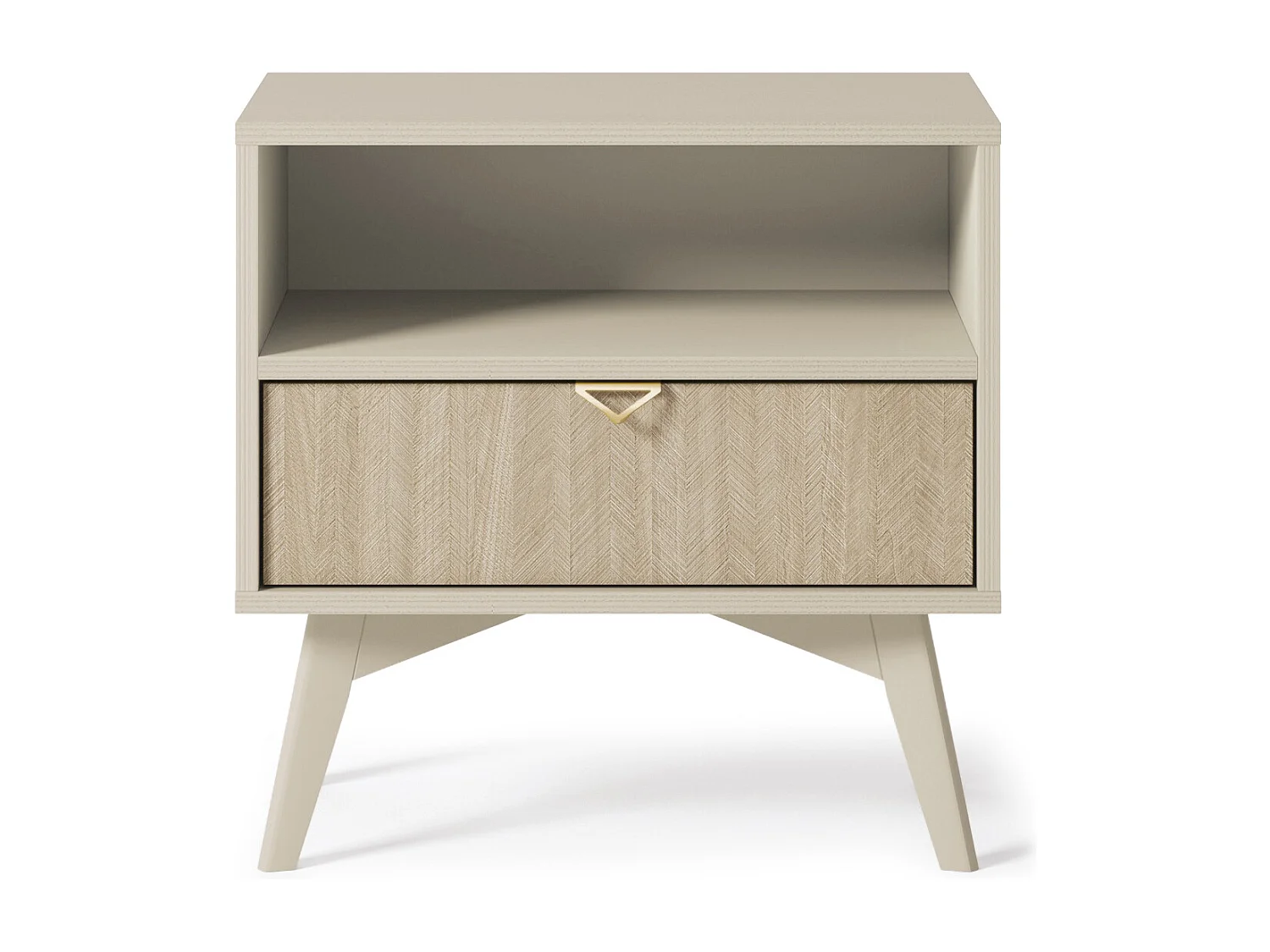 Bijzettafel 50 cm Wood - Nachtkastje op poten, modern-stijl, Beige