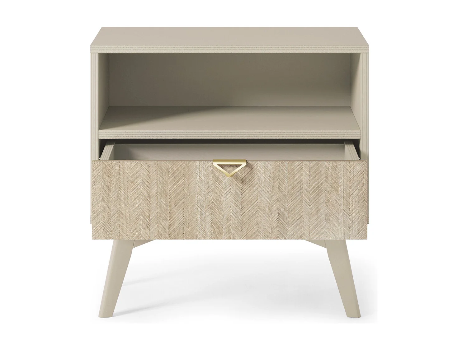 Bijzettafel 50 cm Wood - Nachtkastje op poten, modern-stijl, Beige