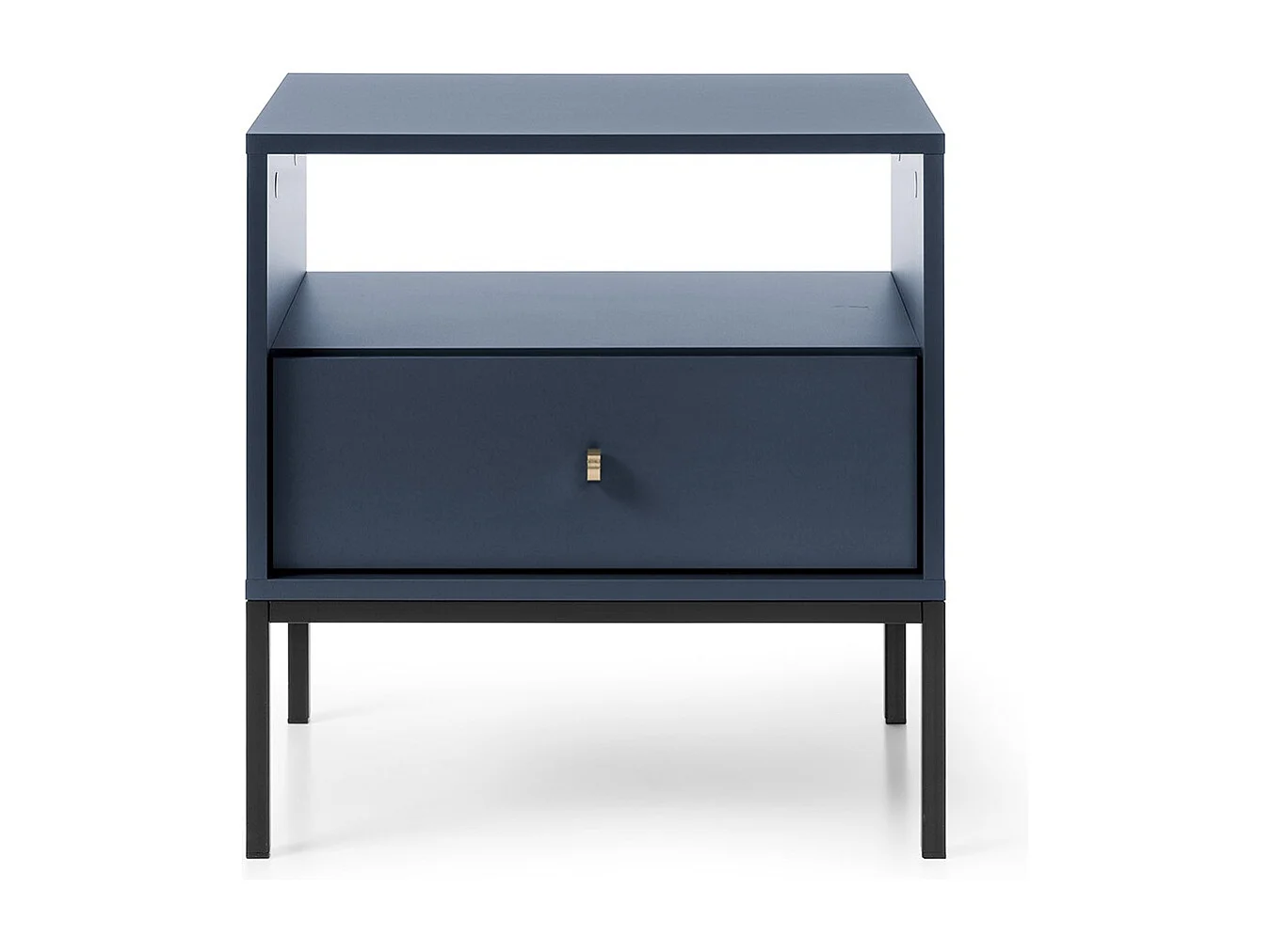 Table de chevet avec tiroir Monti sur pieds - table de nuit 50 cm, bleu marine + noir