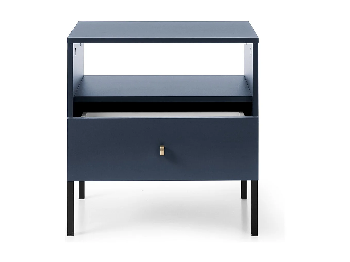 Table de chevet avec tiroir Monti sur pieds - table de nuit 50 cm, bleu marine + noir