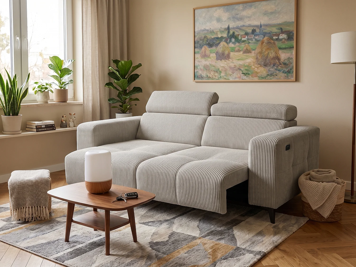 Elektrisches Relaxsofa Nicolette mit USB-Anschluss und Verstellbaren Kopfstützen – Modernes Premium Sofa