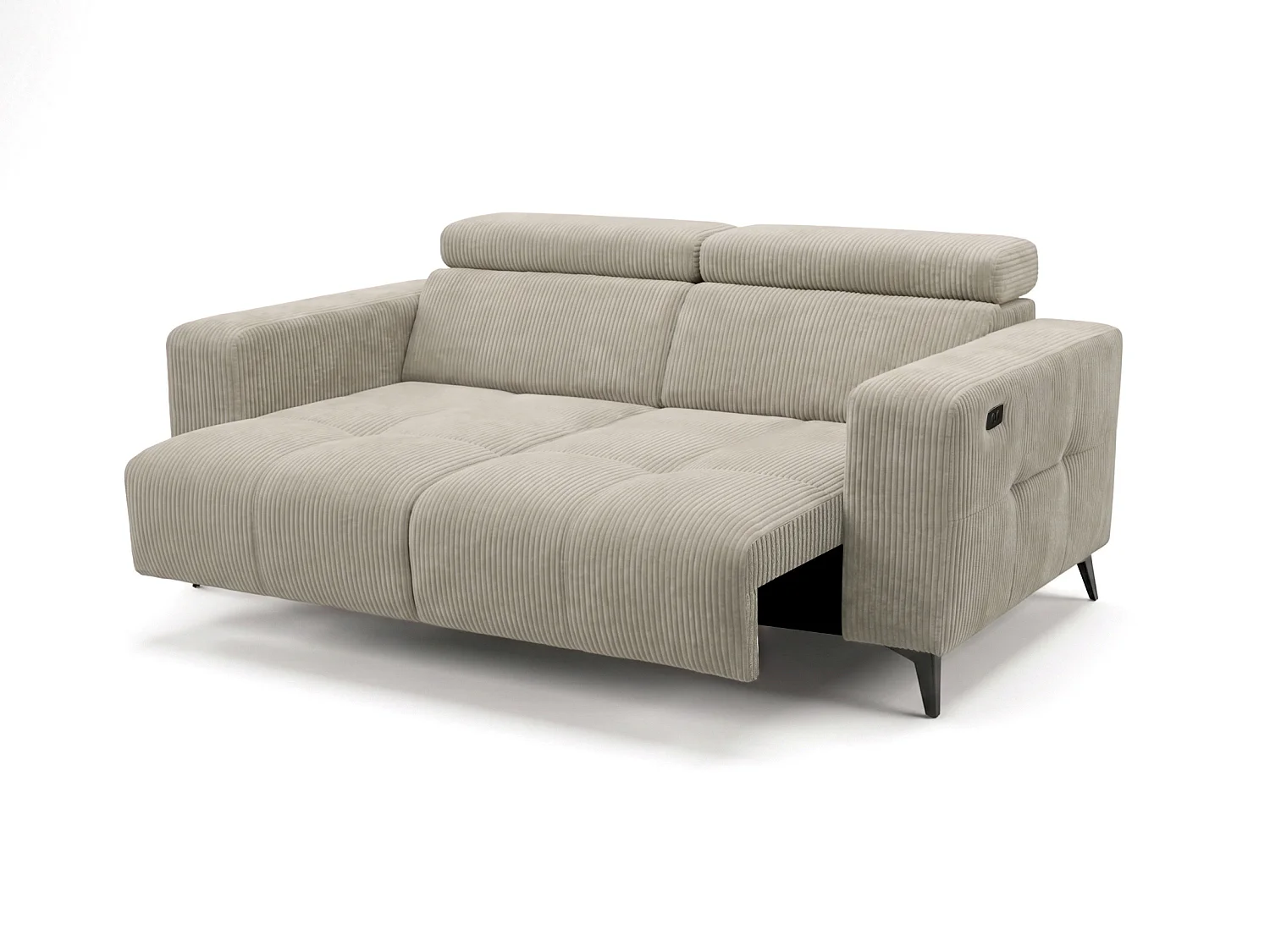 Elektrisches Relaxsofa Nicolette mit USB-Anschluss und Verstellbaren Kopfstützen – Modernes Premium Sofa