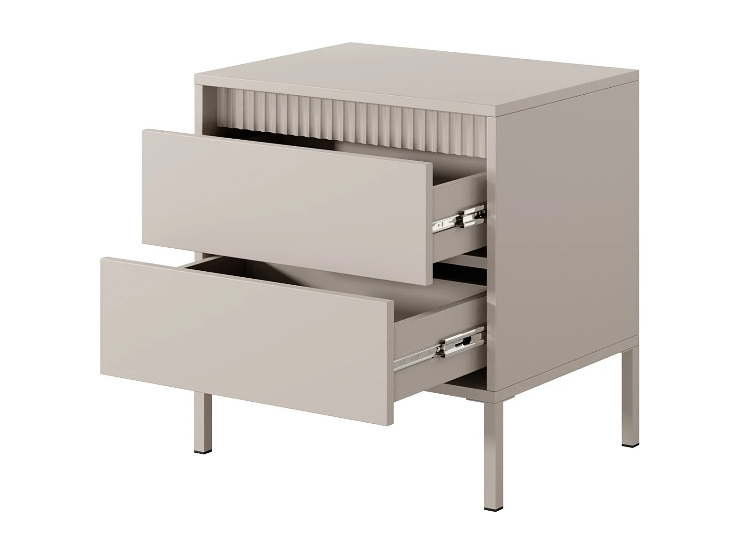 Nachtkastje met lades Santori - hoge poten, moderne stijl - beige nachtkastje