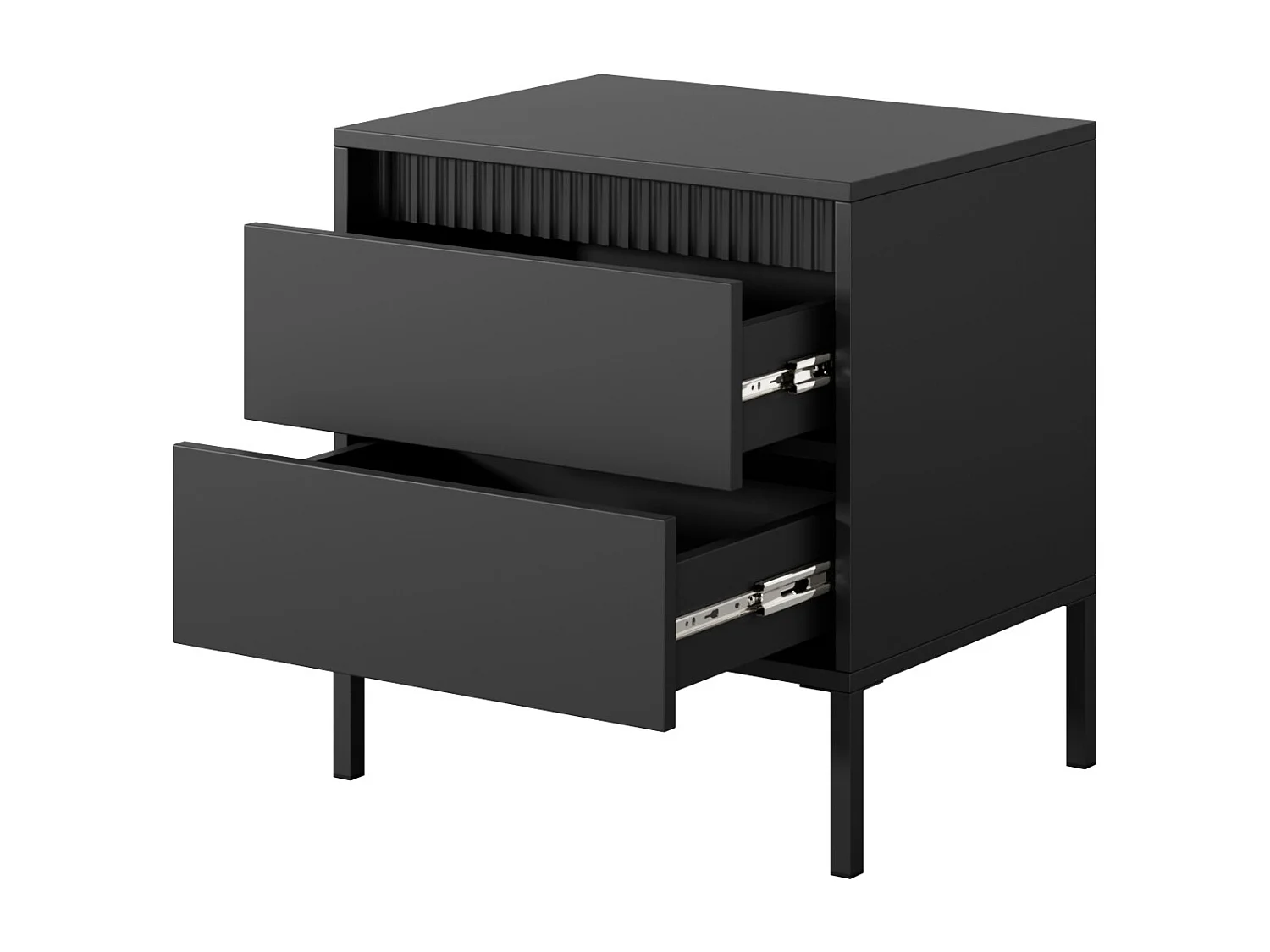 Table de chevet avec tiroirs Santori - pieds hauts, style moderne - table de chevet noire