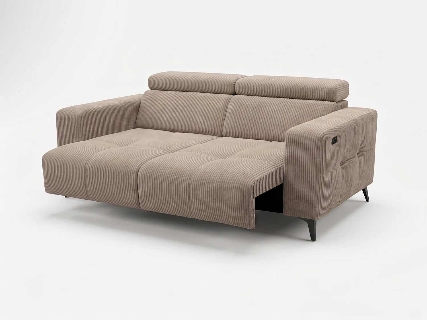 Elektrisches Relaxsofa Nicolette mit USB-Anschluss und Verstellbaren Kopfstützen – Modernes Premium Sofa