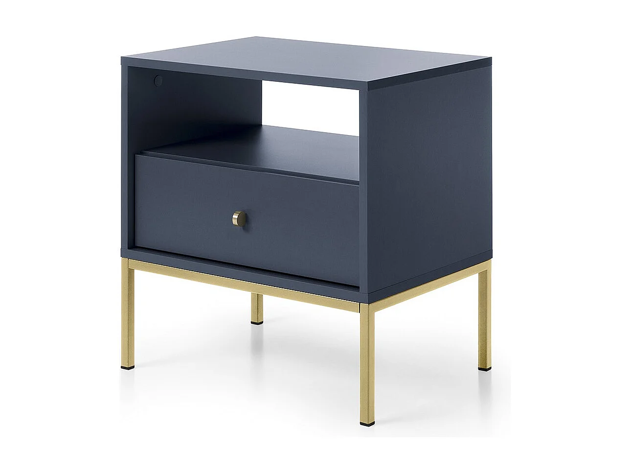 Nachtkastje met lade Monti op poten - nachtkastje 50 cm, marineblauw + goud