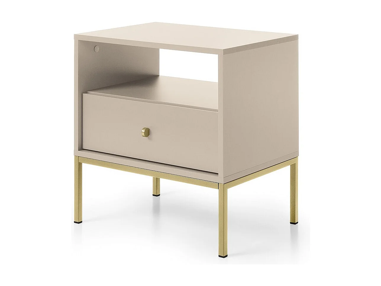 Nachtkastje met lade Monti op poten - nachtkastje 50 cm, beige + goud