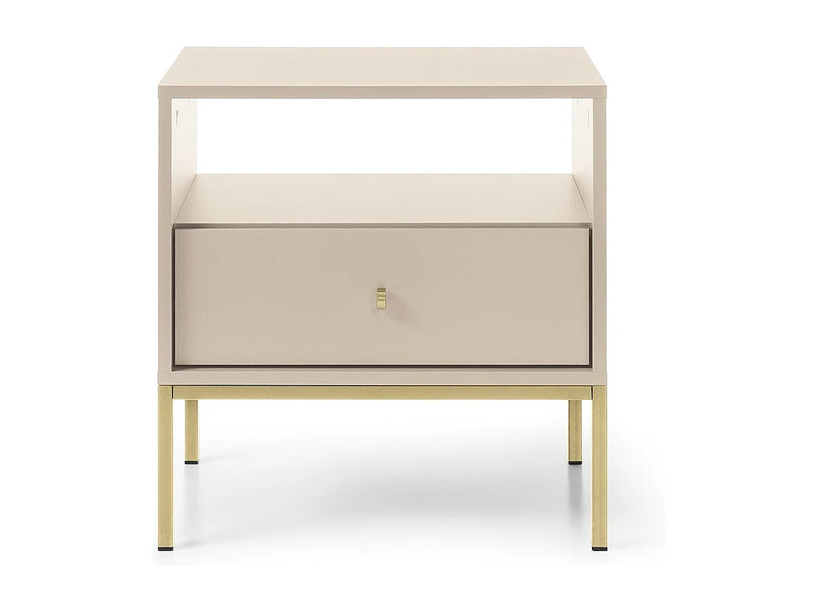 Nachtkastje met lade Monti op poten - nachtkastje 50 cm, beige + goud