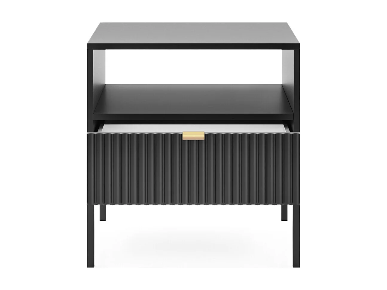 Table de chevet 50 cm Galla - table de nuit avec tiroir, Noir + Or