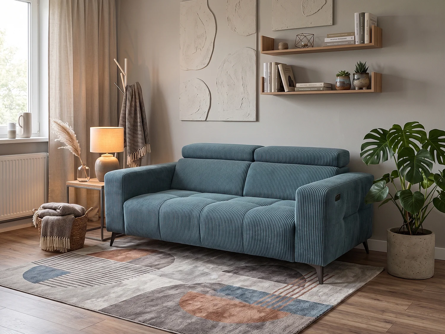 Elektrisches Relaxsofa Nicolette mit USB-Anschluss und Verstellbaren Kopfstützen – Modernes Premium Sofa