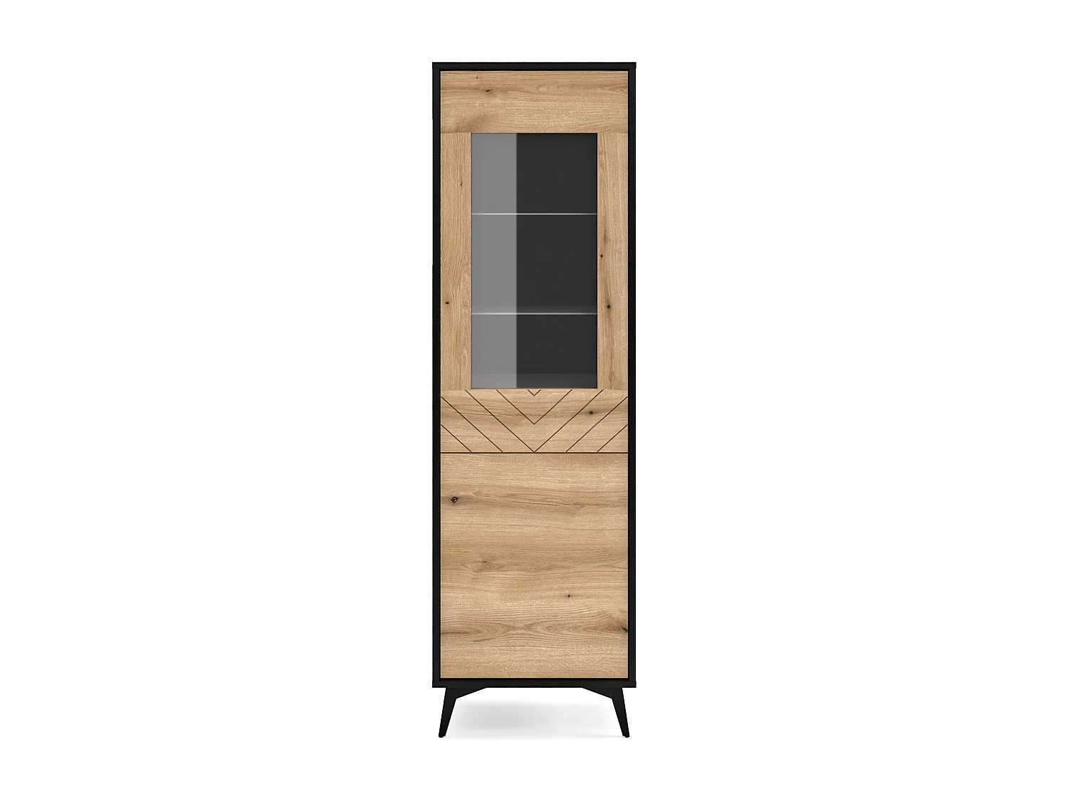 Vitrine 180 cm Emerald - style loft, vitrine haute, chêne Evoke